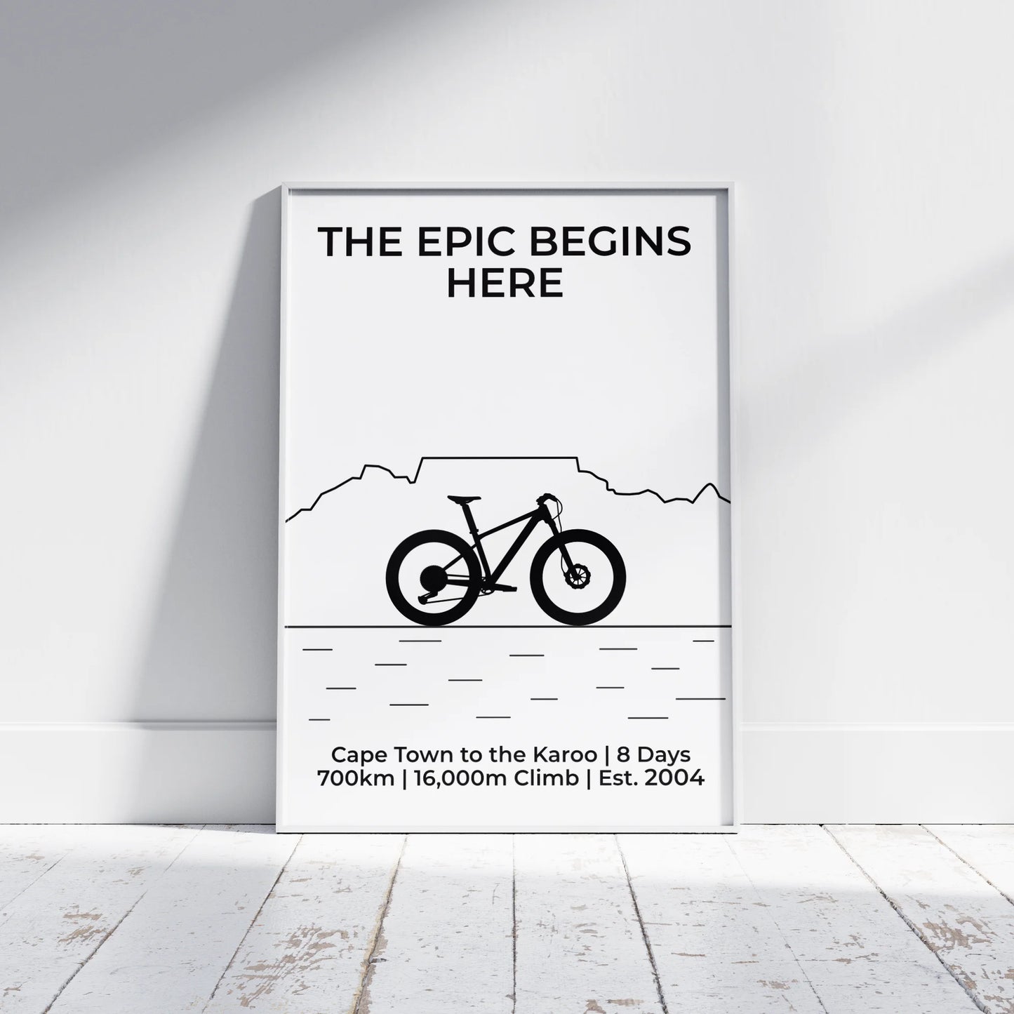 Table Mountain MTB Poster – Black & White Line Art Edition