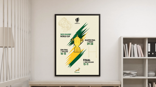Springboks 4x: Introducing Green and Gold Glory, the 2023 Victory Poster