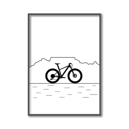 Table Mountain MTB Poster – Black & White Line Art Edition