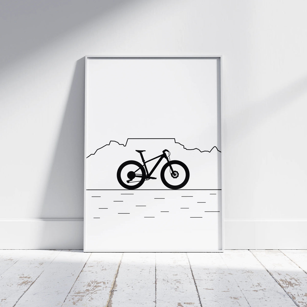 Table Mountain MTB Poster – Black & White Line Art Edition