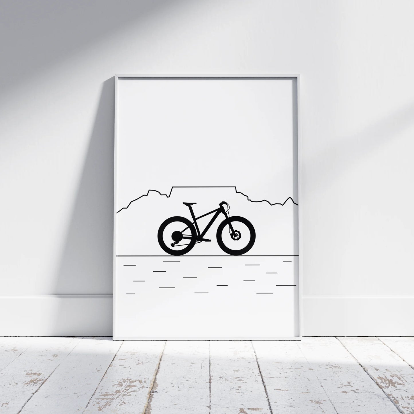 Table Mountain MTB Poster – Black & White Line Art Edition