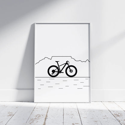 Table Mountain MTB Poster – Black & White Line Art Edition