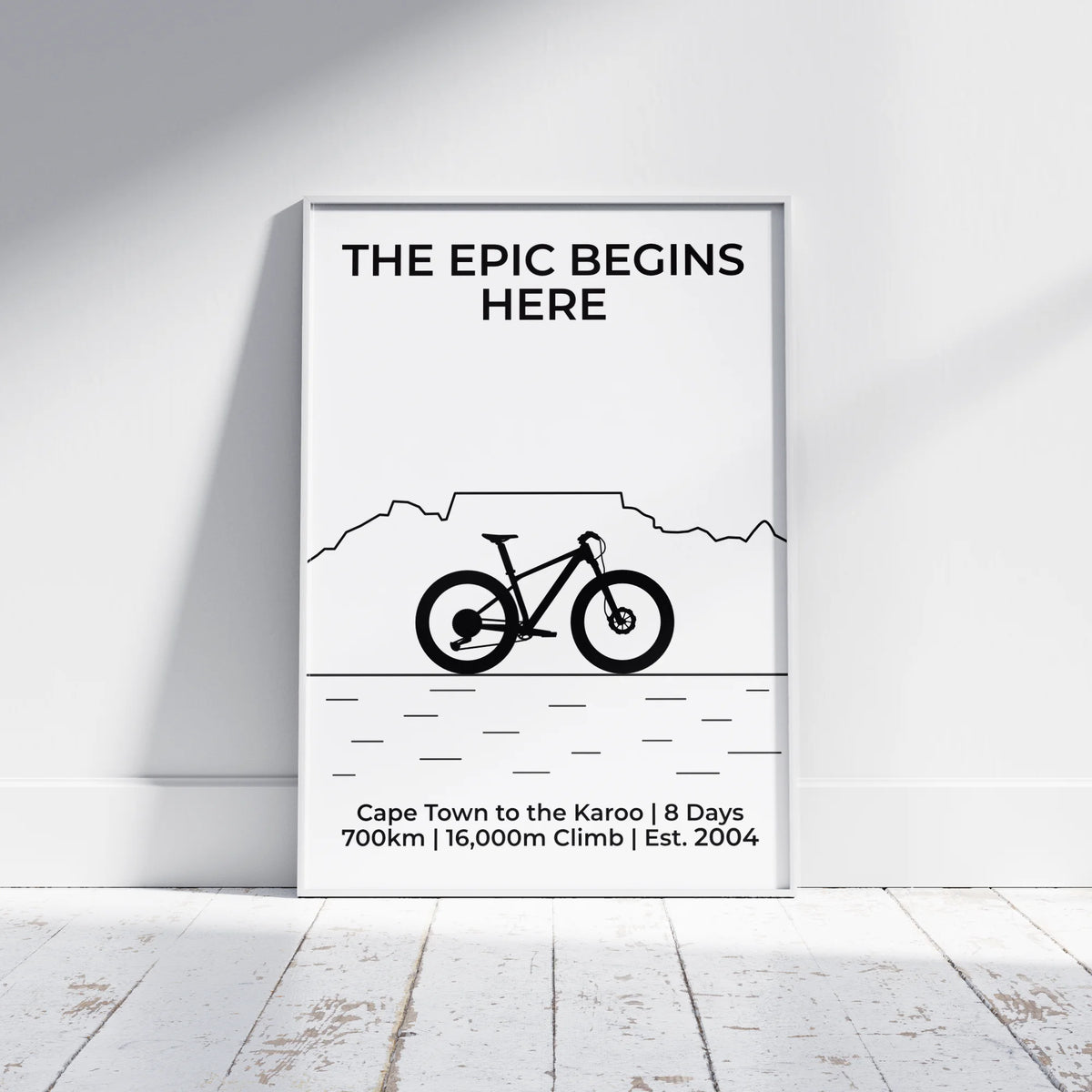 Table Mountain MTB Poster – Black & White Line Art Edition