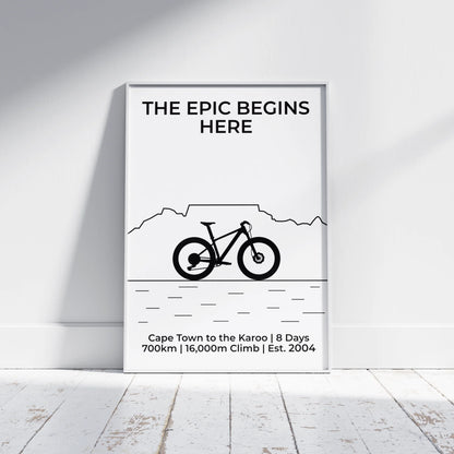 Table Mountain MTB Poster – Black & White Line Art Edition