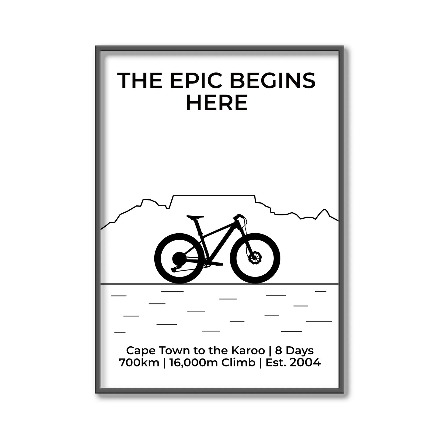 Table Mountain MTB Poster – Black & White Line Art Edition