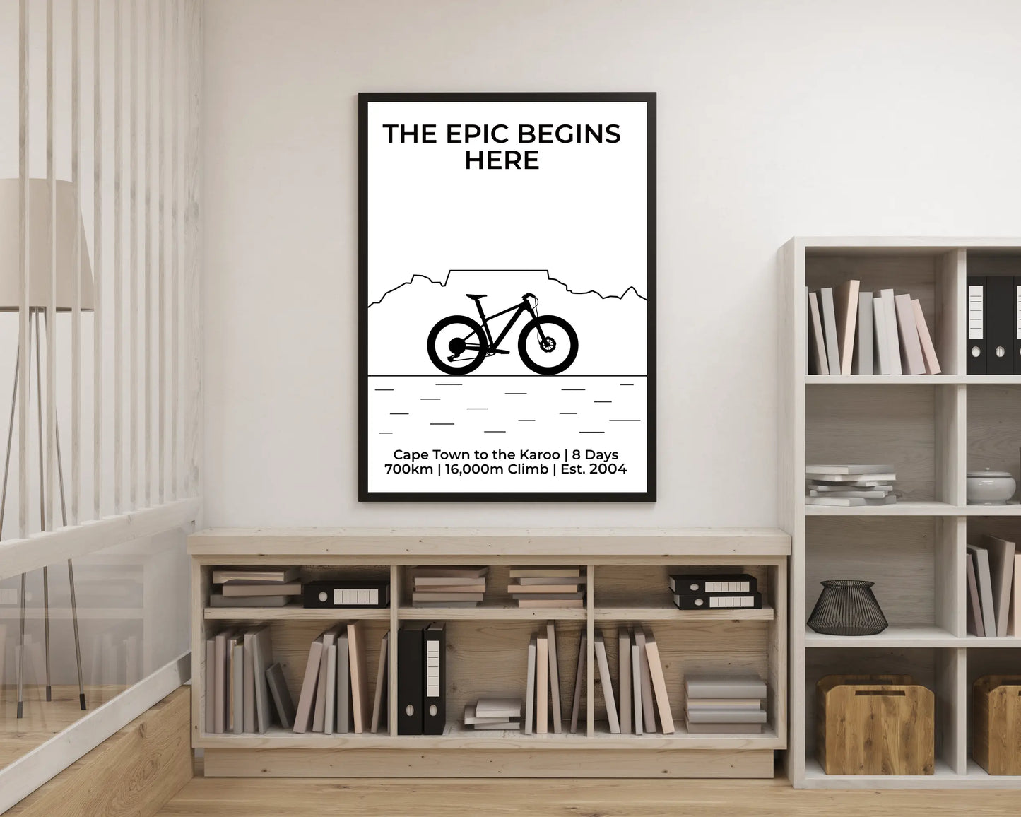 Table Mountain MTB Poster – Black & White Line Art Edition